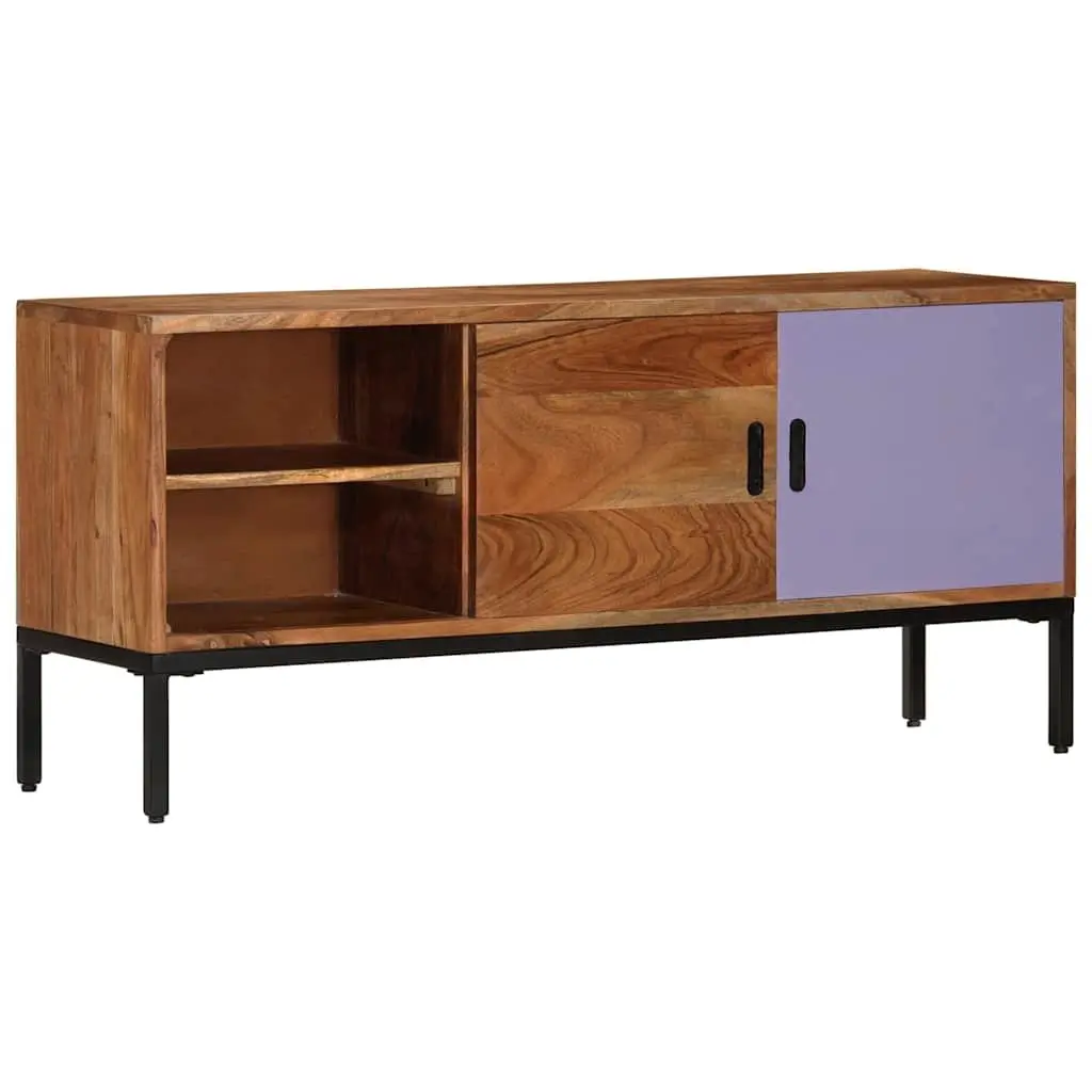 TV Cabinet Honey Brown Grey Solid Wood Storage Unit 110x30x50 cm Living Room