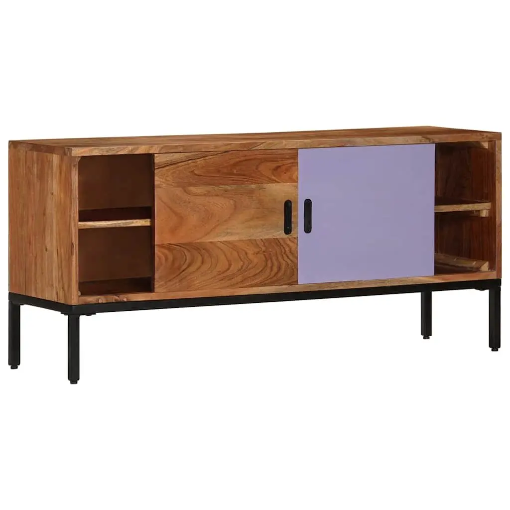 TV Cabinet Honey Brown Grey Solid Wood Storage Unit 110x30x50 cm Living Room