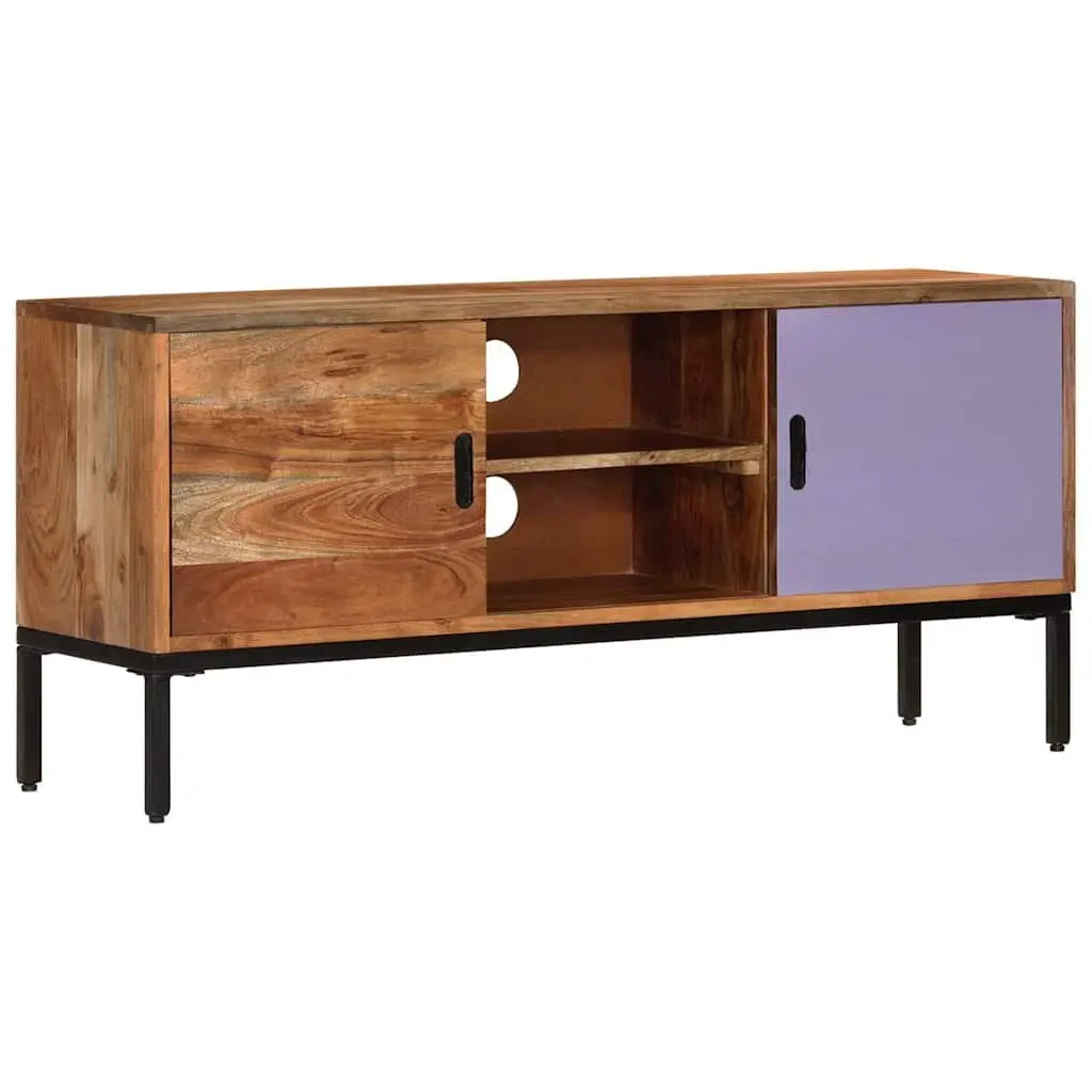 TV Cabinet Honey Brown Grey Solid Wood Storage Unit 110x30x50 cm Living Room