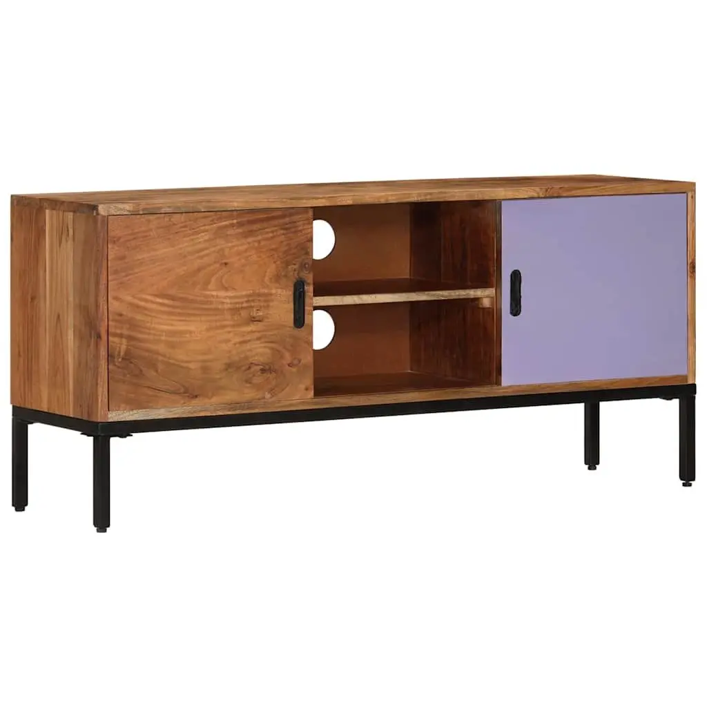 TV Cabinet Honey Brown Grey Solid Wood Storage Unit 110x30x50 cm Living Room
