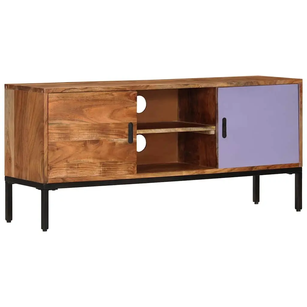 TV Cabinet Honey Brown Grey Solid Wood Storage Unit 110x30x50 cm Living Room