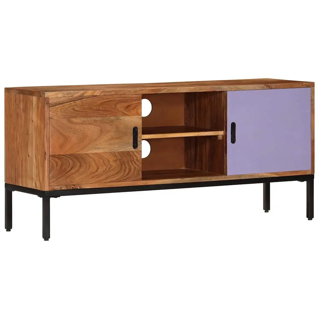 TV Cabinet Honey Brown Grey Solid Wood Storage Unit 110x30x50 cm Living Room