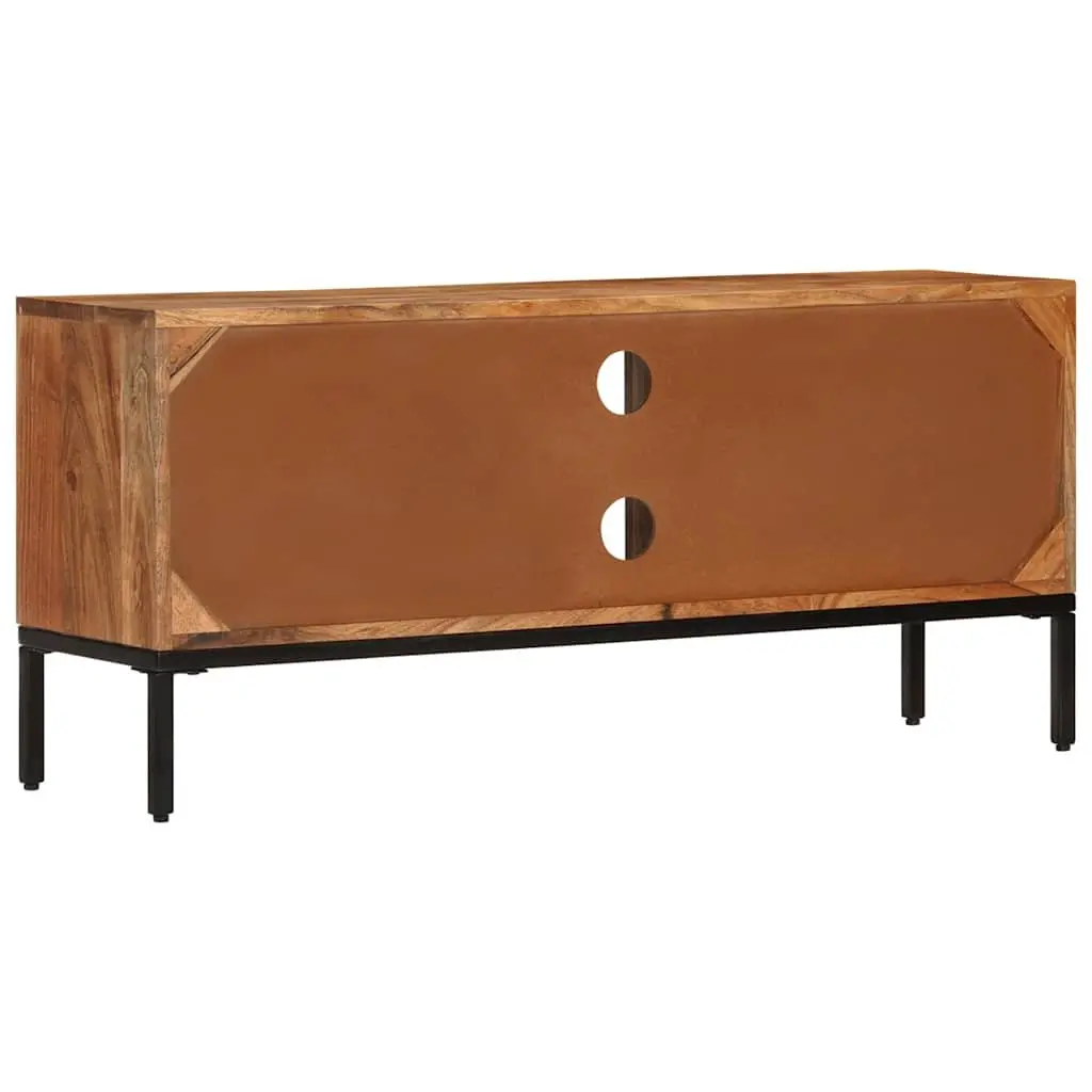 TV Cabinet Honey Brown Grey Solid Wood Storage Unit 110x30x50 cm Living Room