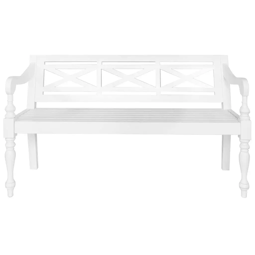 Storage Bench 123cm White Wooden Entryway Hallway Seating Curved Armrests