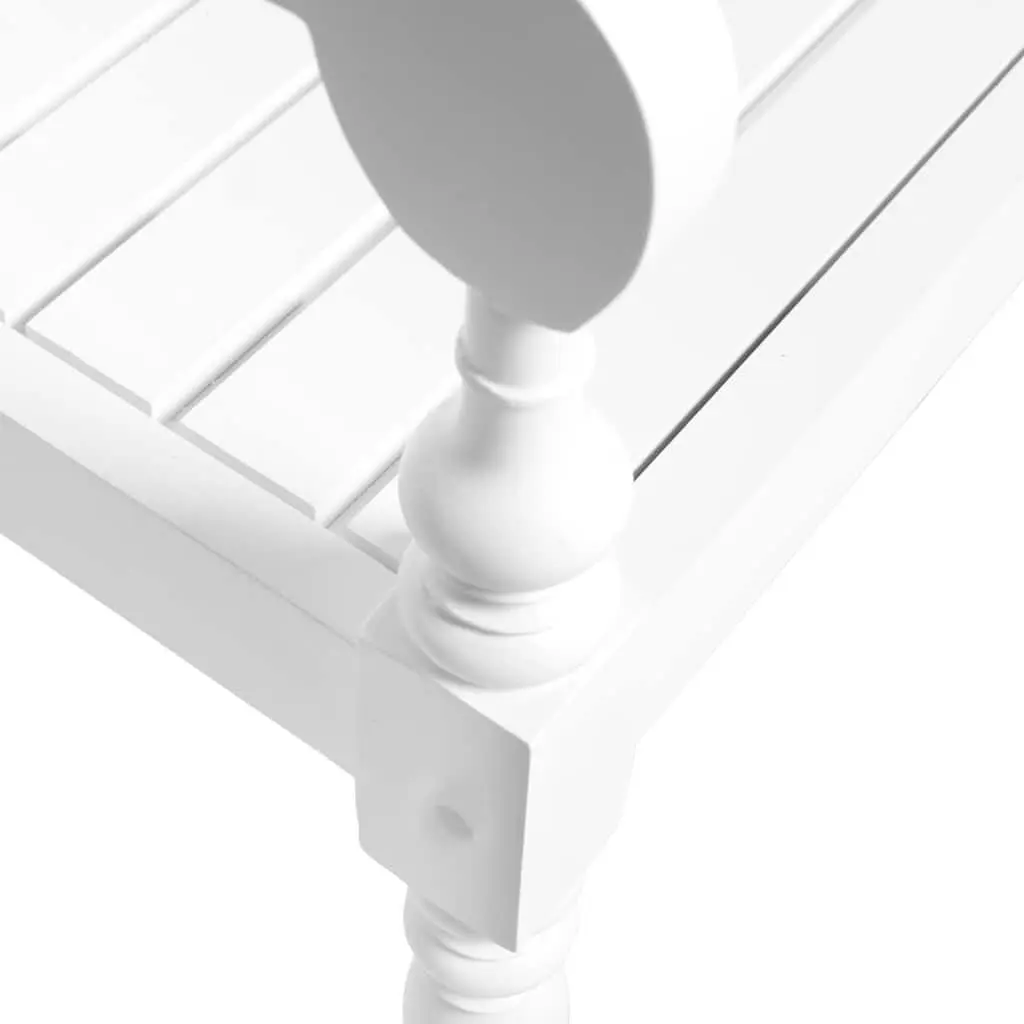 Storage Bench 123cm White Wooden Entryway Hallway Seating Curved Armrests