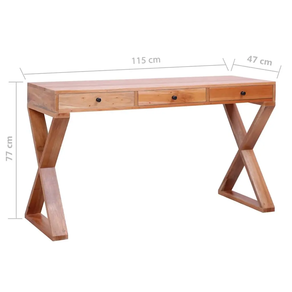 Computer Desk Solid Mahogany Wood Natural Home Office Writing Table Storage