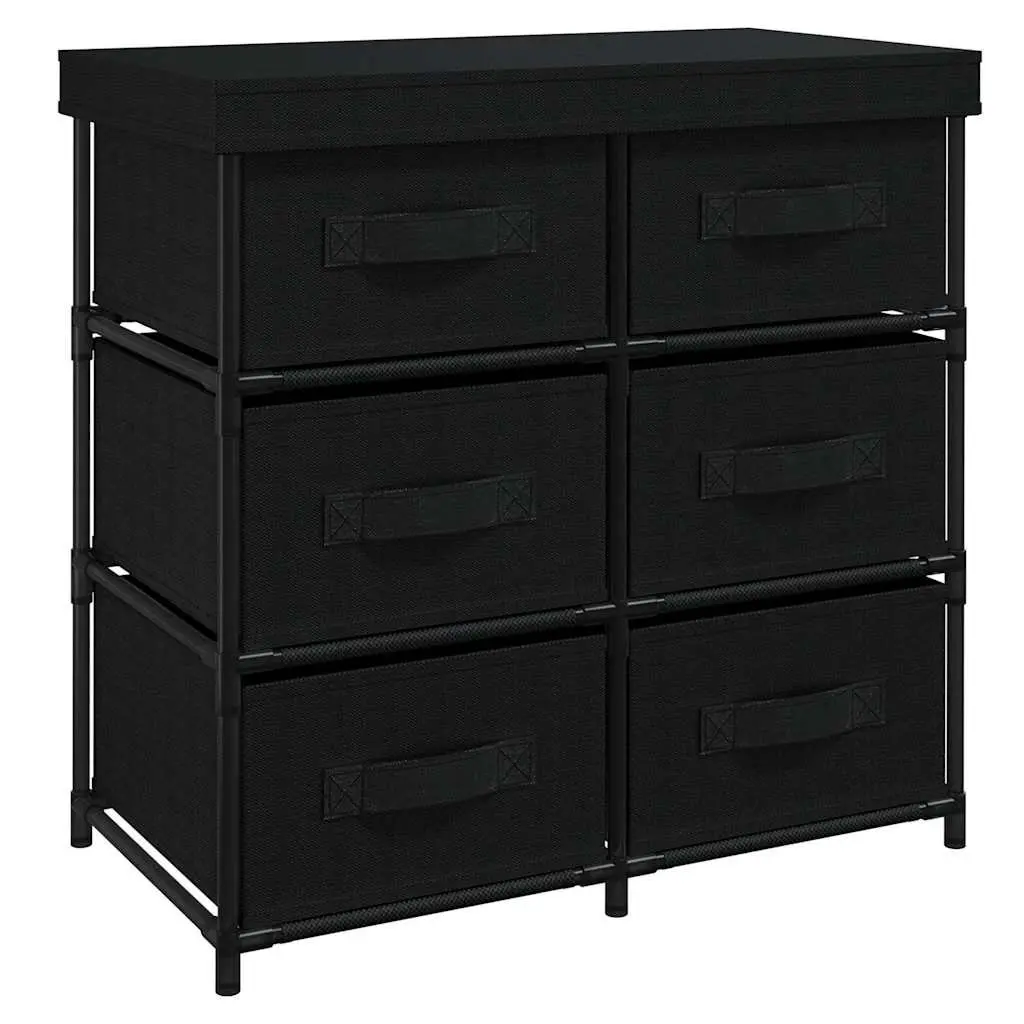 Storage Cabinet with 6 Drawers Fabric Organiser Black Steel Frame Unit