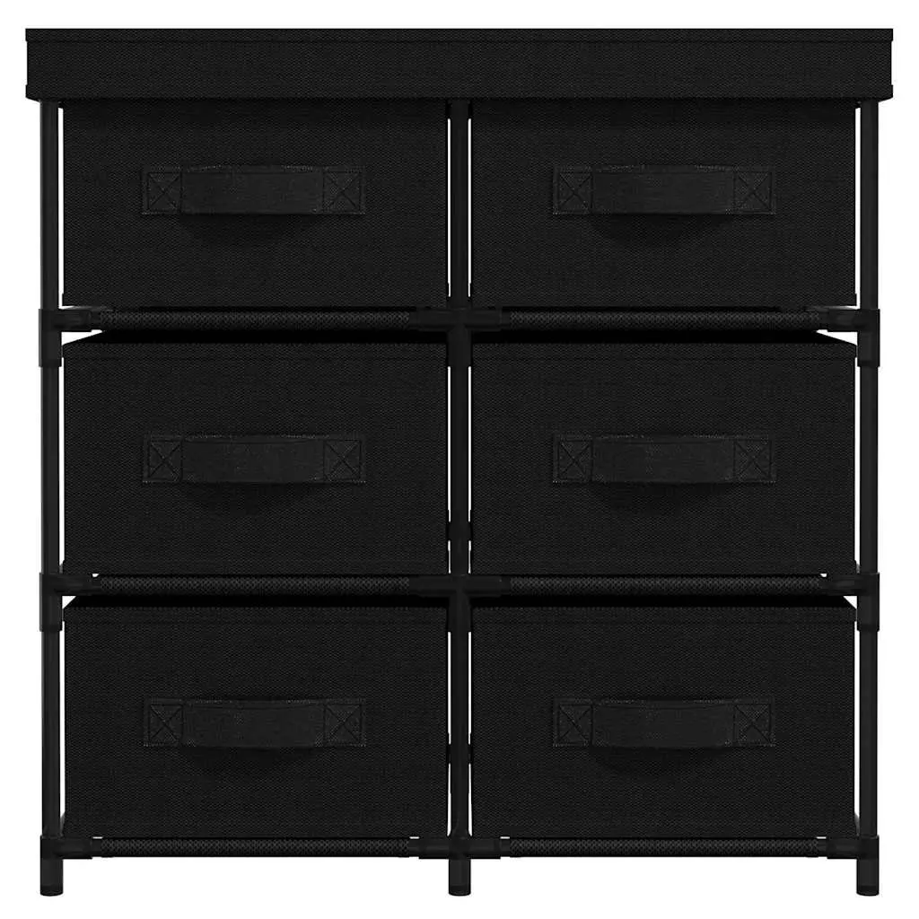 Storage Cabinet with 6 Drawers Fabric Organiser Black Steel Frame Unit