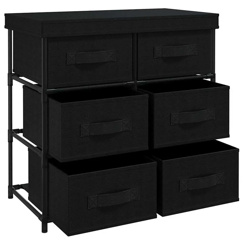 Storage Cabinet with 6 Drawers Fabric Organiser Black Steel Frame Unit