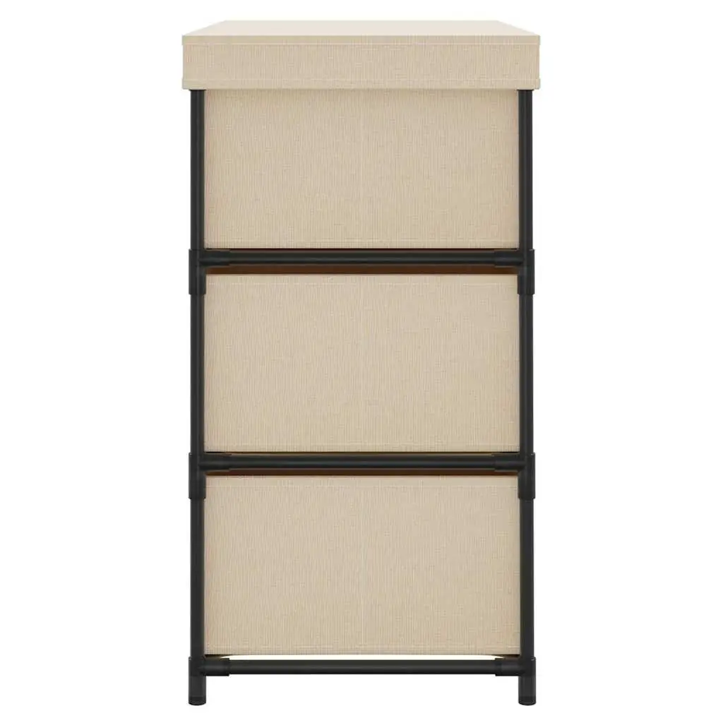 Storage Cabinet Steel Frame 6 Drawer Organiser Cream Fabric Home Furniture