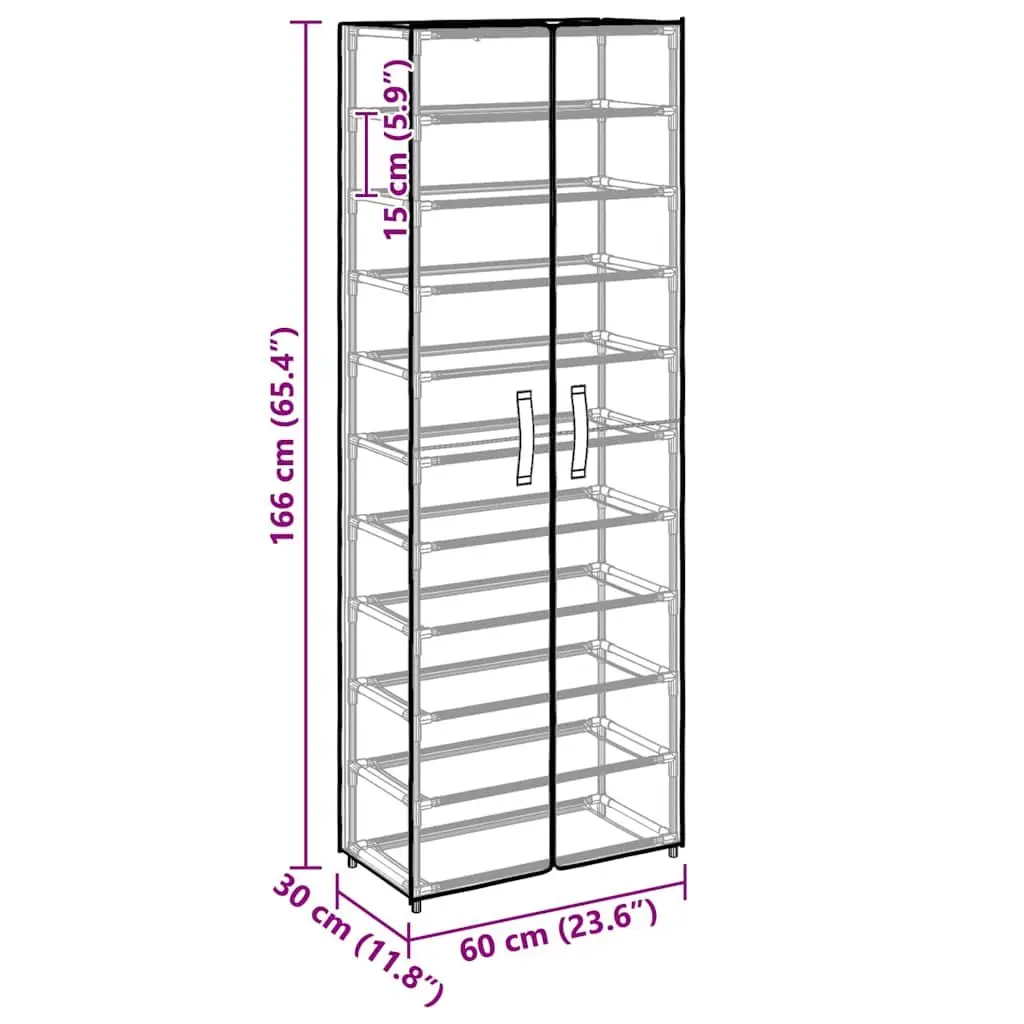 Grey 10-Tier Shoe Organiser for Home Use