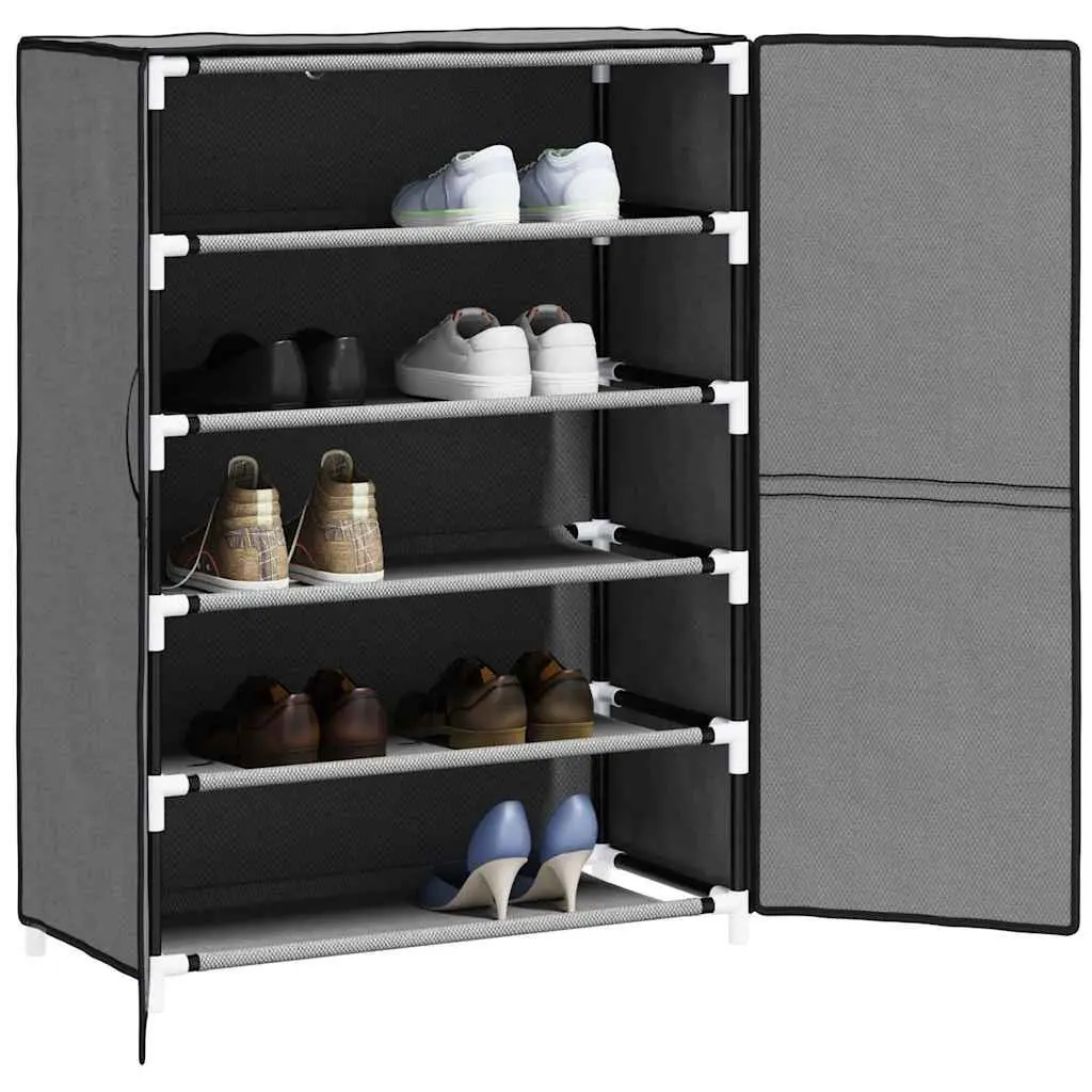 Shoe Cabinet 5-Tier Steel Frame Non-Woven Fabric Grey Storage Organiser