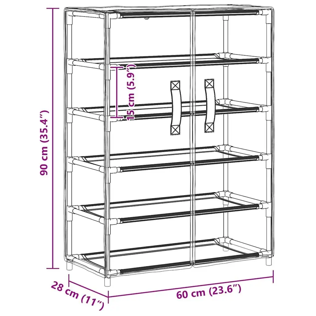 Shoe Cabinet 5-Tier Steel Frame Non-Woven Fabric Grey Storage Organiser
