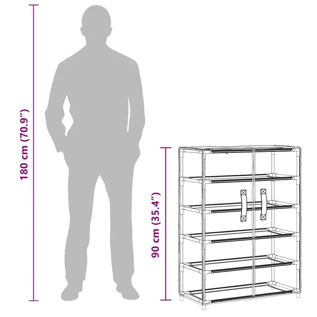 Shoe Cabinet 5-Tier Steel Frame Non-Woven Fabric Grey Storage Organiser