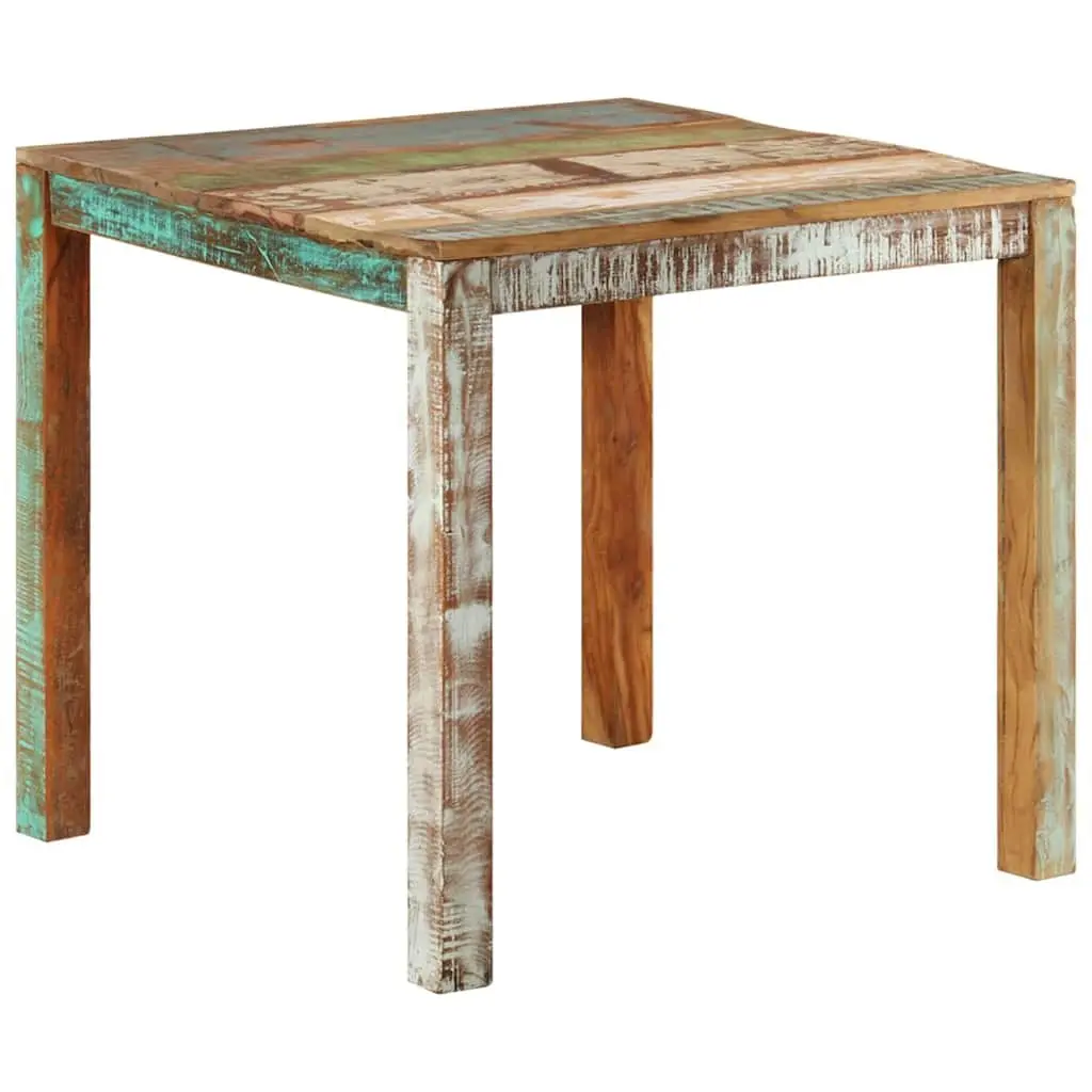 Dining Table Handmade Solid Reclaimed Wood 82x80x76 cm Multicolour Rustic Kitchen Furniture