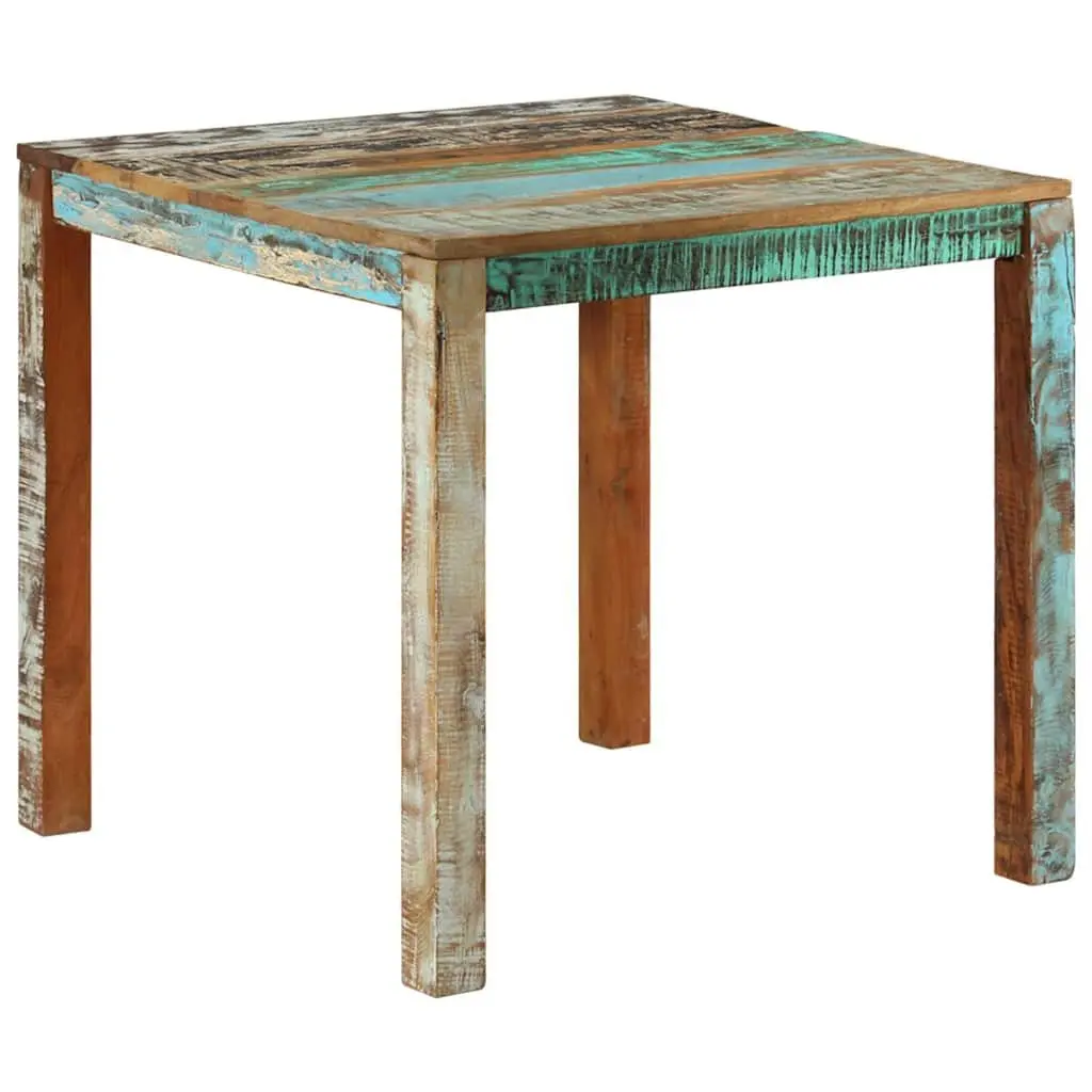Dining Table Handmade Solid Reclaimed Wood 82x80x76 cm Multicolour Rustic Kitchen Furniture
