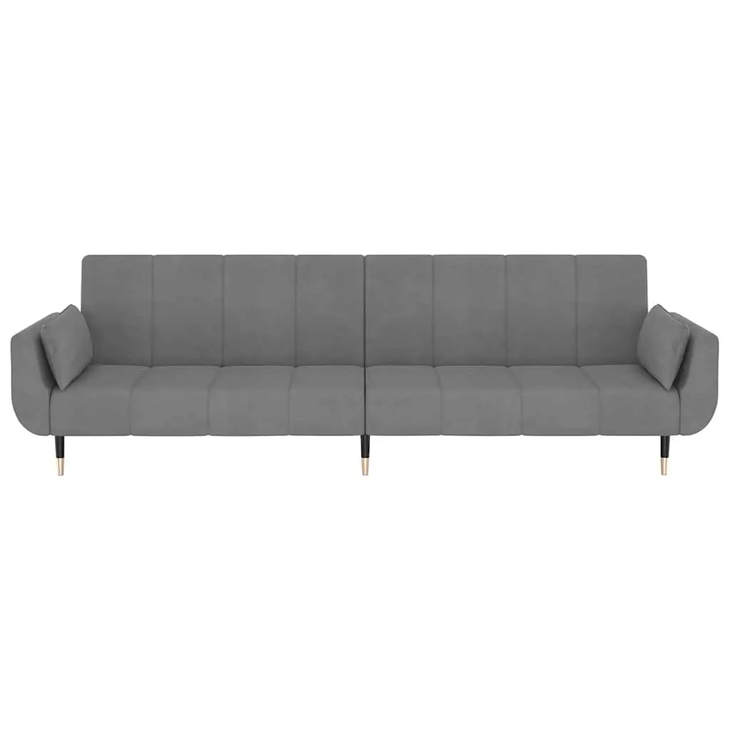 2-Seater Sofa Bed Convertible Lounge Sleeper with Adjustable Backrest Grey