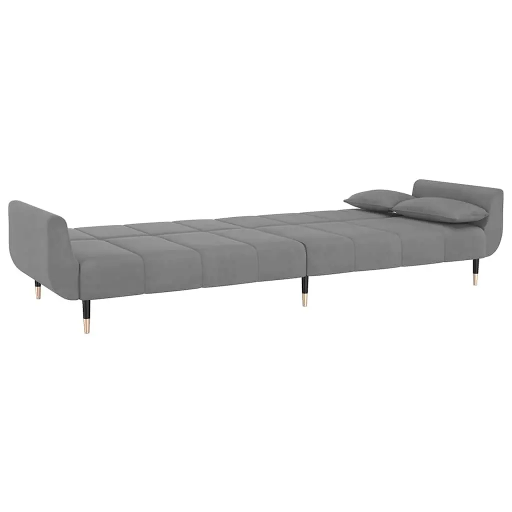 2-Seater Sofa Bed Convertible Lounge Sleeper with Adjustable Backrest Grey