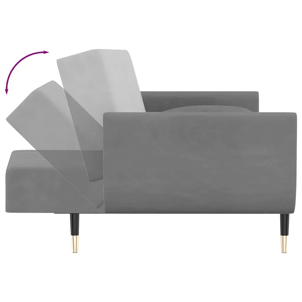 2-Seater Sofa Bed Convertible Lounge Sleeper with Adjustable Backrest Grey