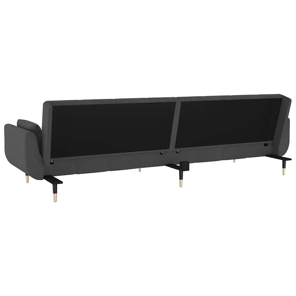 2-Seater Sofa Bed Convertible Velvet Grey with Adjustable Backrest and Pillows
