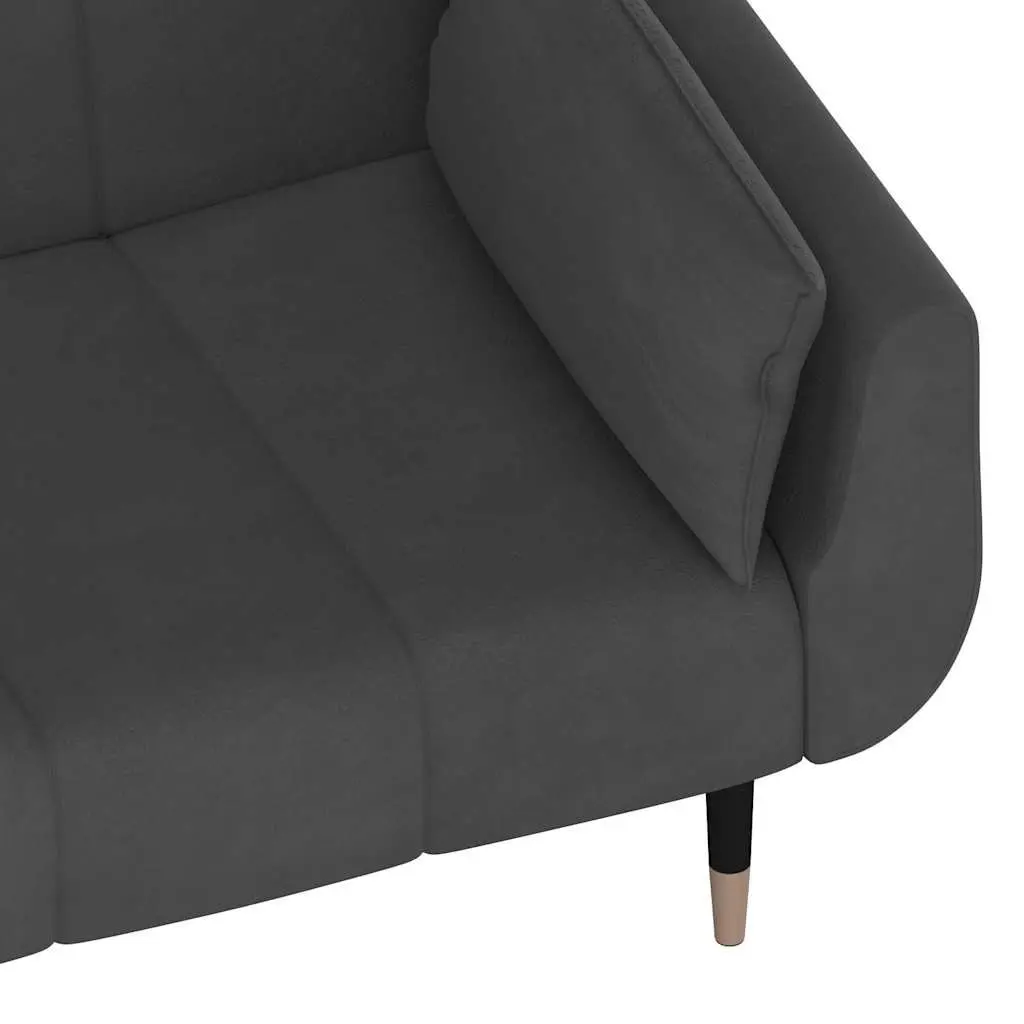 2-Seater Sofa Bed Convertible Velvet Grey with Adjustable Backrest and Pillows