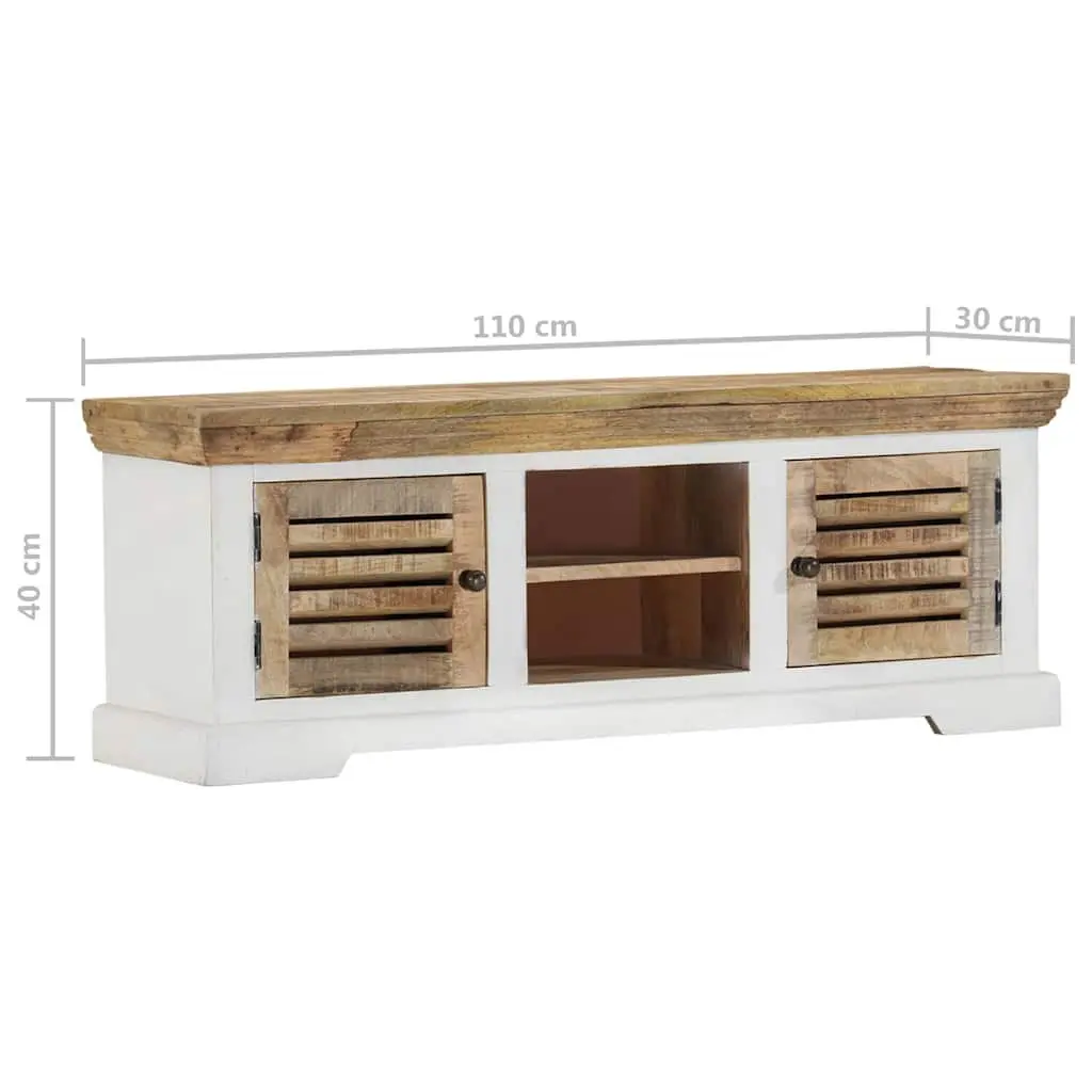 Mango Wood TV Cabinet Brown 110x30x40 cm Handmade Living Room Storage Unit