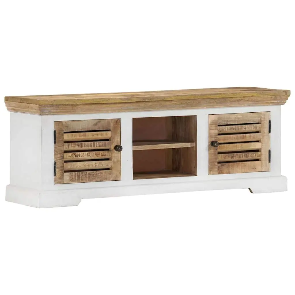 Mango Wood TV Cabinet Brown 110x30x40 cm Handmade Living Room Storage Unit
