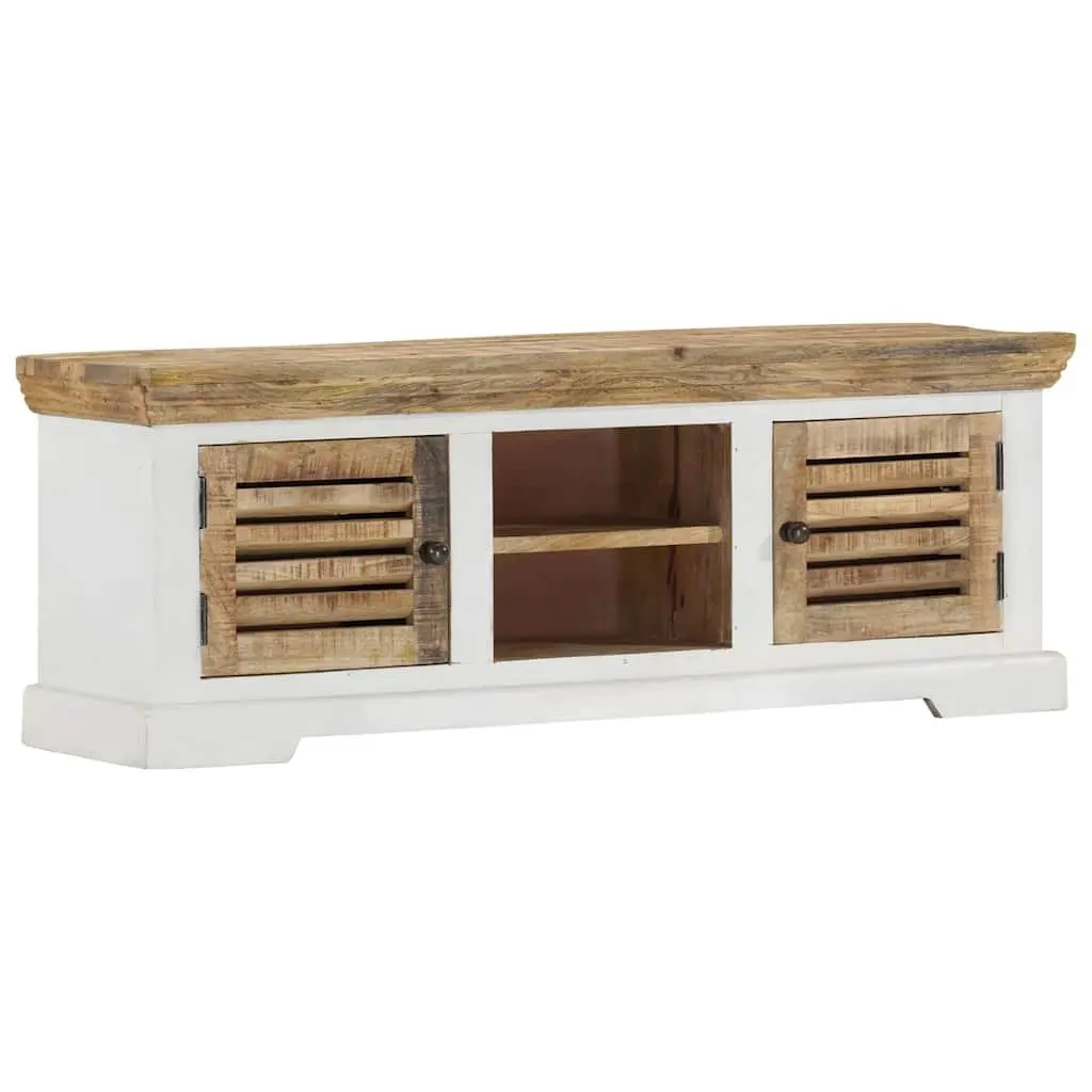 Mango Wood TV Cabinet Brown 110x30x40 cm Handmade Living Room Storage Unit
