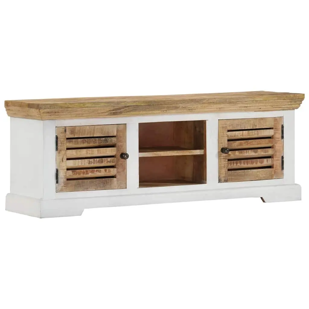 Mango Wood TV Cabinet Brown 110x30x40 cm Handmade Living Room Storage Unit