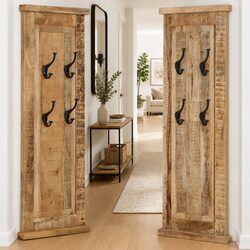 Coat Racks 2 Pieces Solid Wood Wall-Mounted Retro Hallway Bedroom Hooks