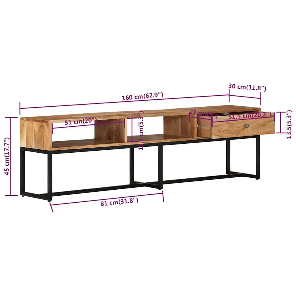 TV Cabinet 160x30x45 cm Solid Acacia Wood