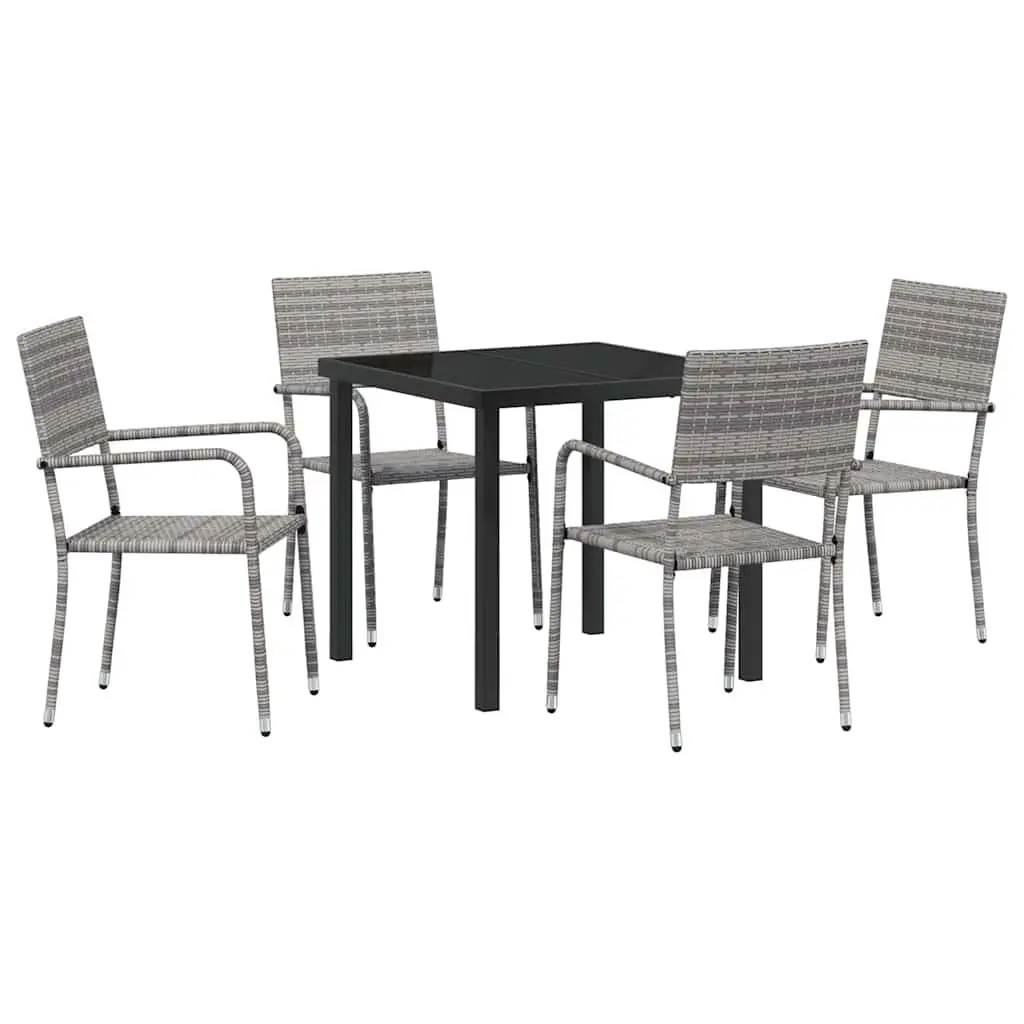 Garden Dining Set 5 Piece Outdoor Furniture Grey Poly Rattan with Cushion