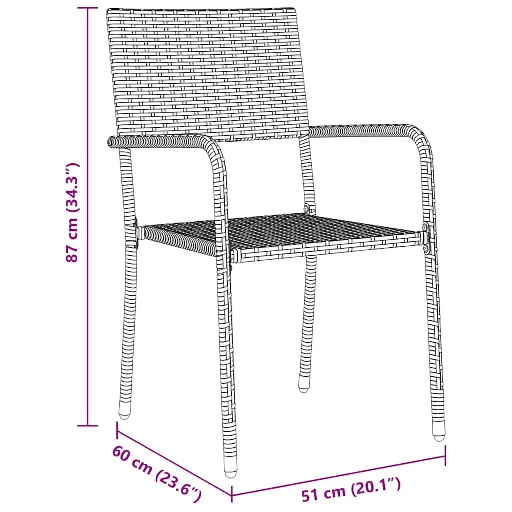 5 Piece Dining Set Poly Rattan Grey Outdoor Garden Furniture with Tempered Glass Tabletop and Cushioned Armchairs