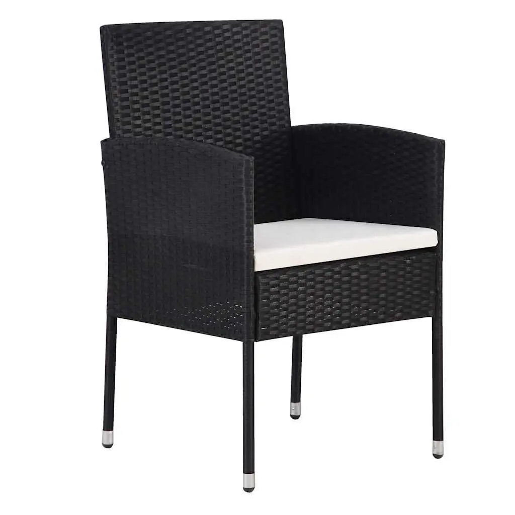Outdoor Garden Dining Set Poly Rattan 3 Piece Black with Cushions