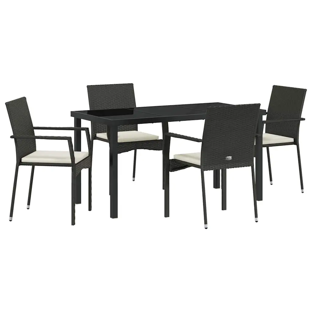 Outdoor Dining Set 5 Piece Garden Furniture Tempered Glass Table Chair Cushion