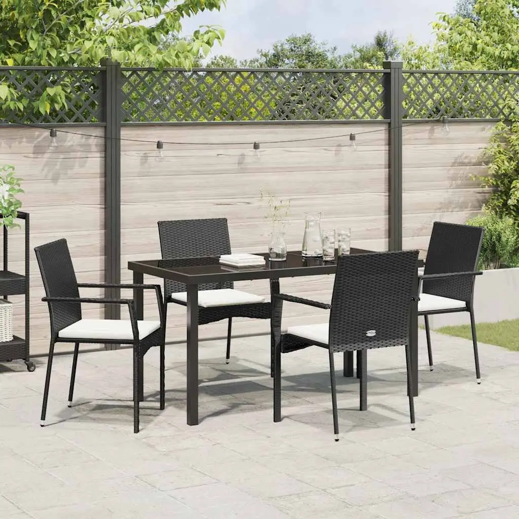 Outdoor Dining Set 5 Piece Garden Furniture Tempered Glass Table Chair Cushion