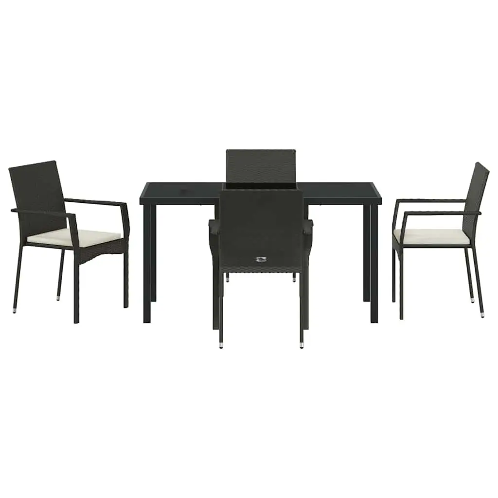 Outdoor Dining Set 5 Piece Garden Furniture Tempered Glass Table Chair Cushion