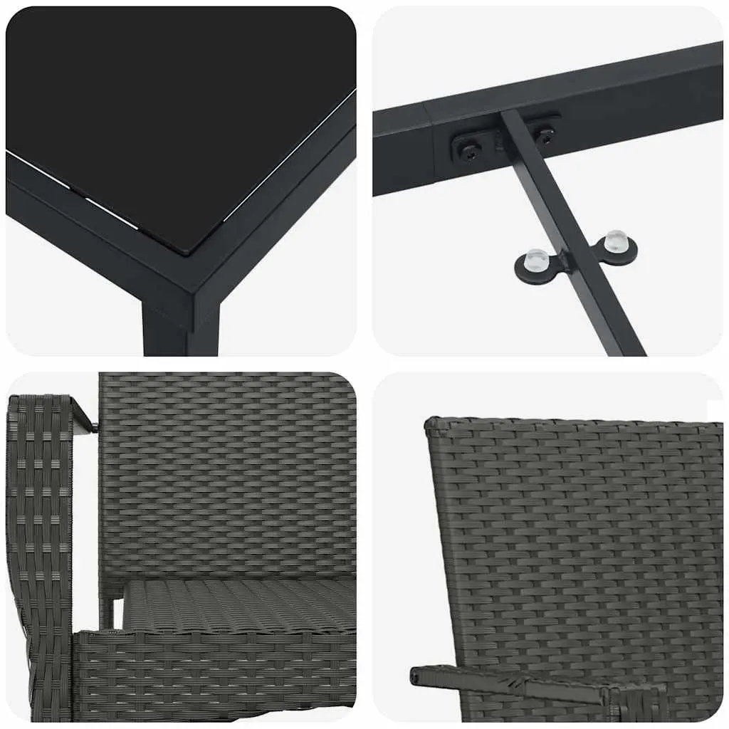 Outdoor Dining Set 5 Piece Garden Furniture Tempered Glass Table Chair Cushion