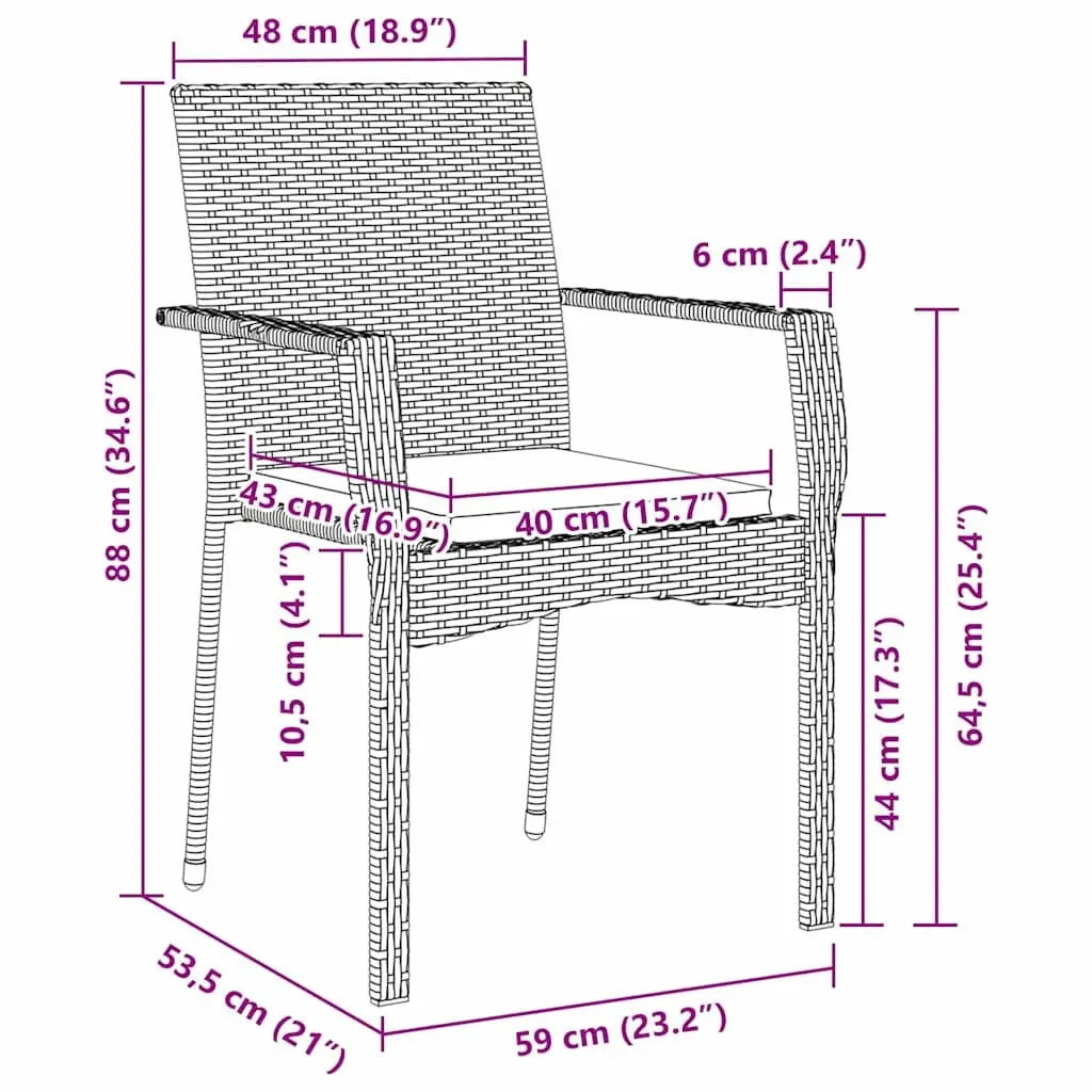 7 Piece Outdoor Dining Set Black Poly Rattan Garden Furniture with Tempered Glass Table and Cushions