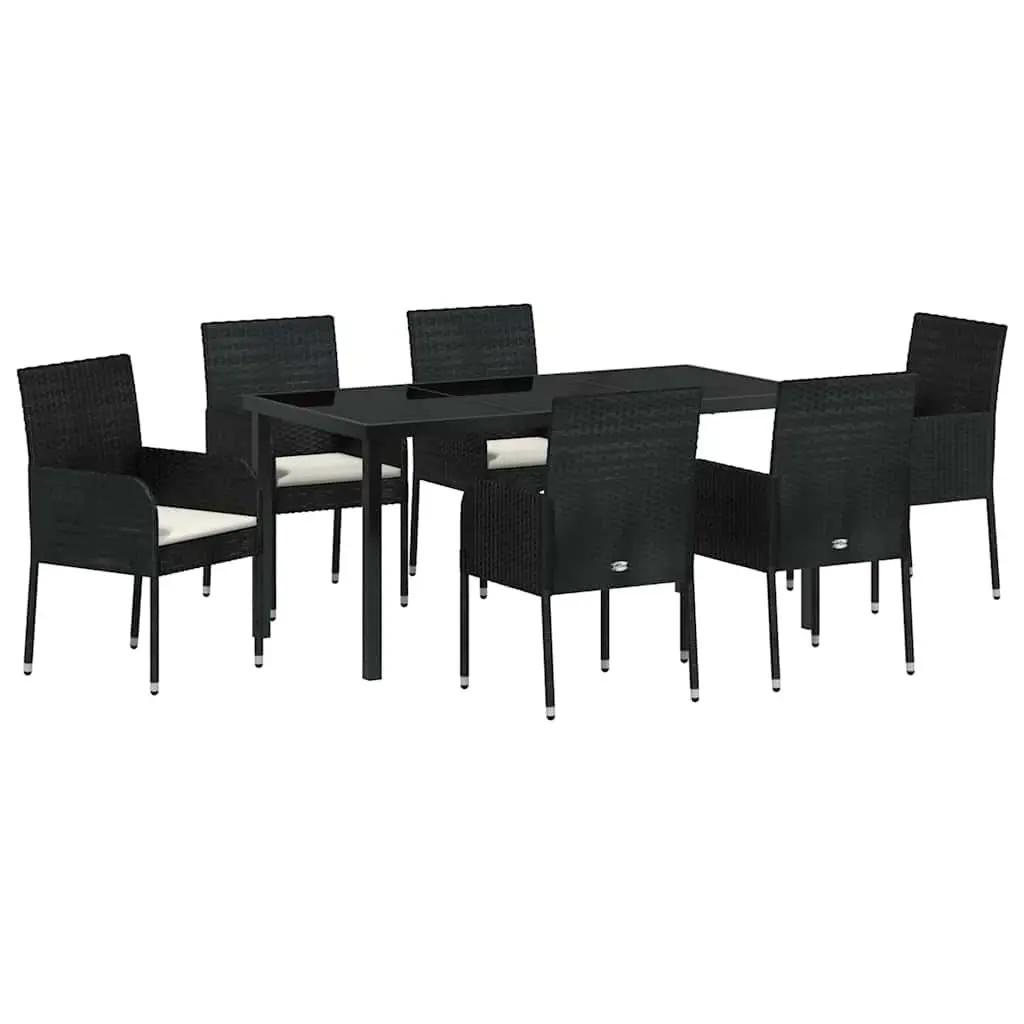 Garden Dining Set Poly Rattan 7 Piece Outdoor Furniture Black