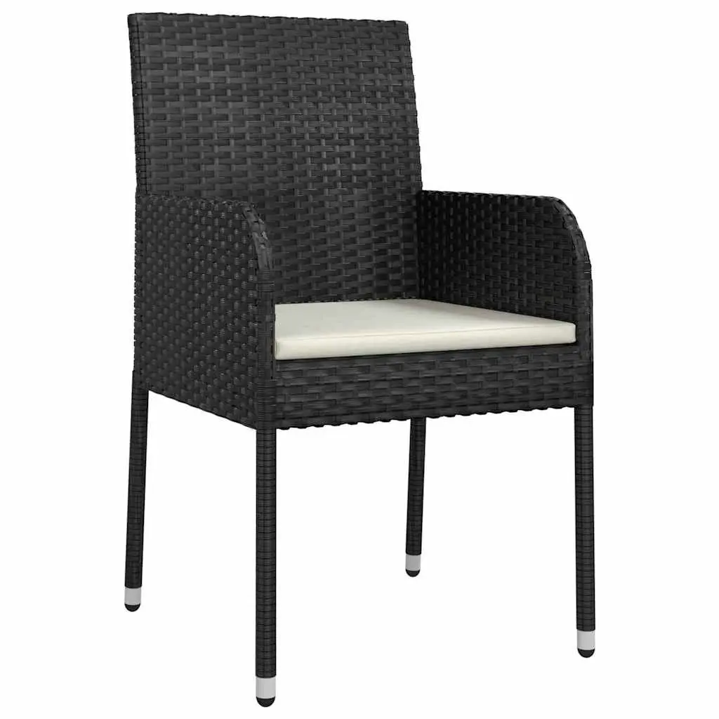 Garden Dining Set Poly Rattan 7 Piece Outdoor Furniture Black