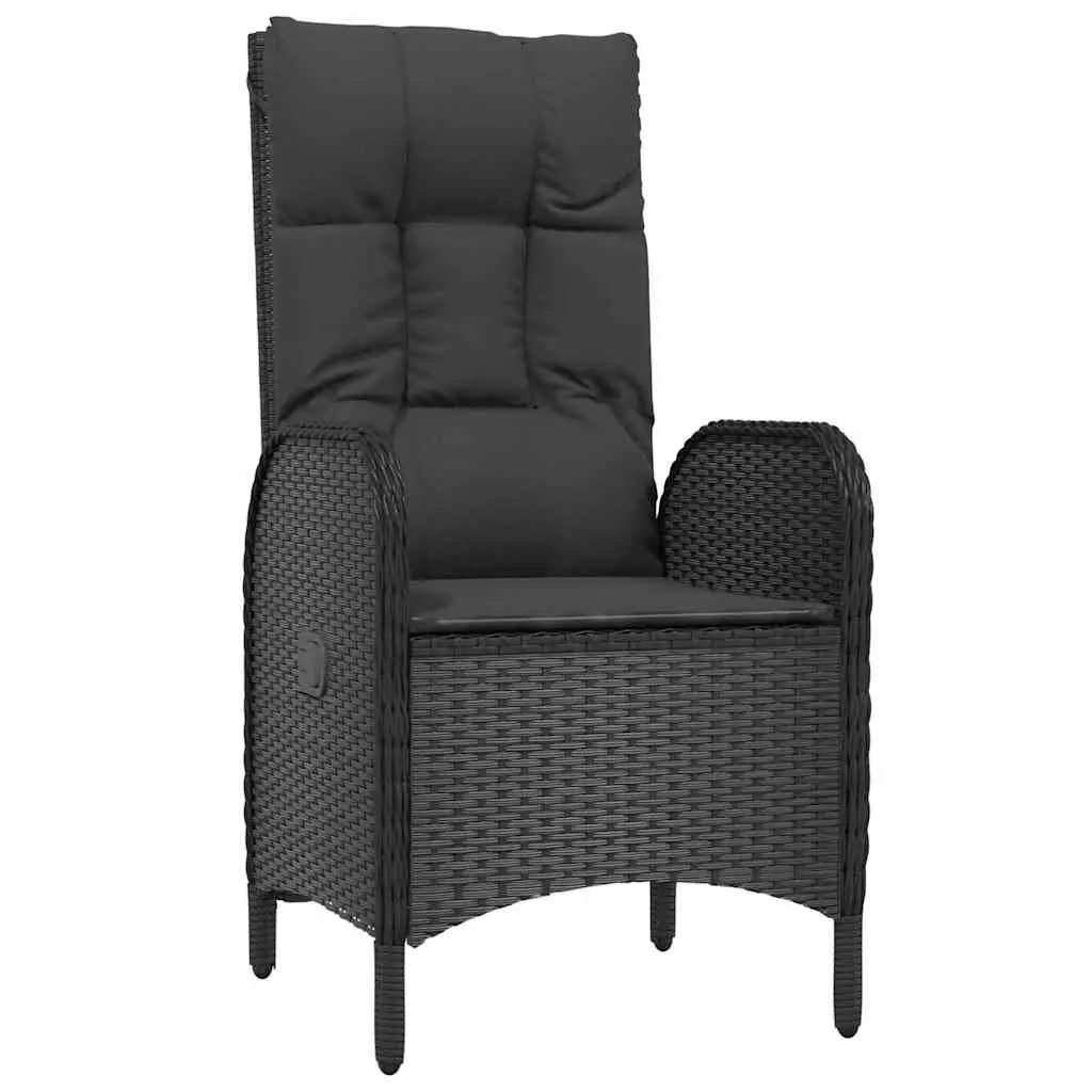 Garden Dining Set Powder-coated Steel 5 Piece Black Outdoor Furniture with Cushions