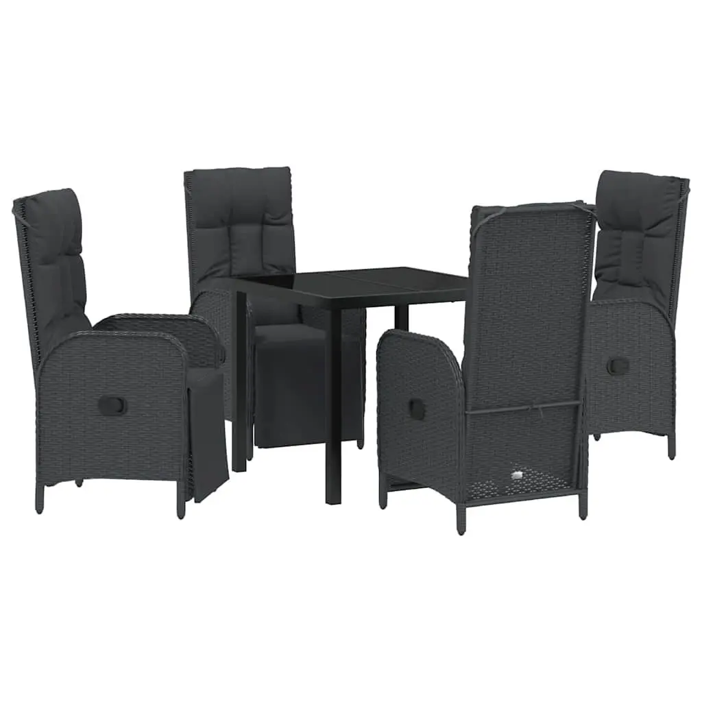 Garden Dining Set 5 Piece Outdoor Furniture Patio Table Chair Cushion Black