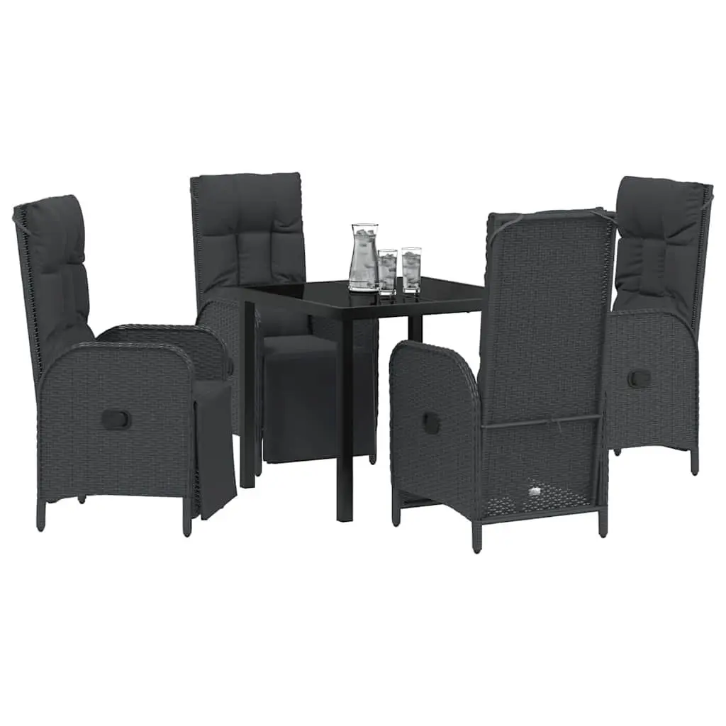Garden Dining Set 5 Piece Outdoor Furniture Patio Table Chair Cushion Black