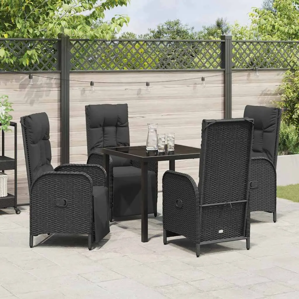 Garden Dining Set 5 Piece Outdoor Furniture Patio Table Chair Cushion Black