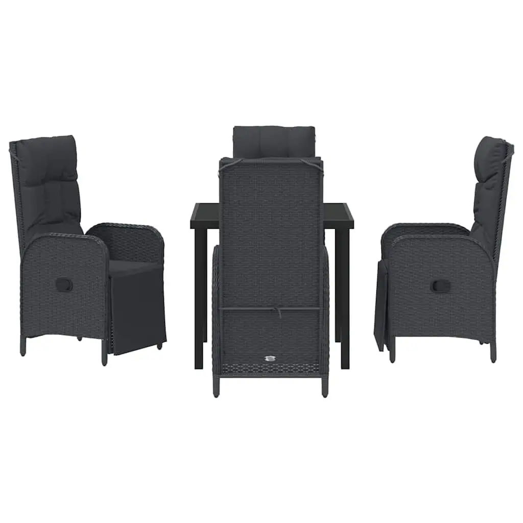 Garden Dining Set 5 Piece Outdoor Furniture Patio Table Chair Cushion Black