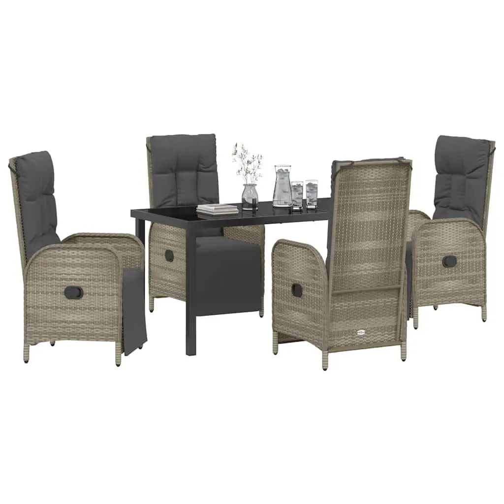 Garden Dining Set Poly Rattan 5 Piece Outdoor Furniture Grey Patio Chairs Table