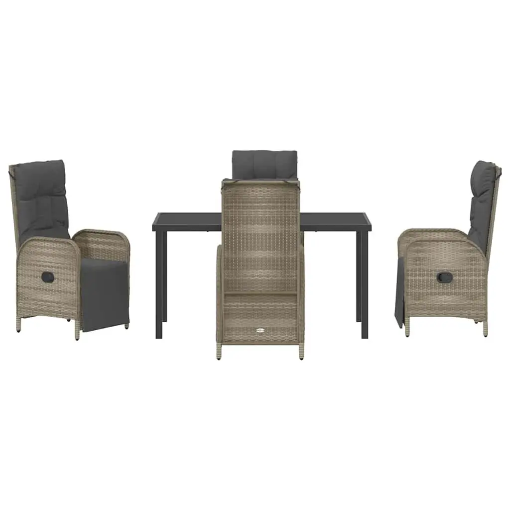 Garden Dining Set Poly Rattan 5 Piece Outdoor Furniture Grey Patio Chairs Table
