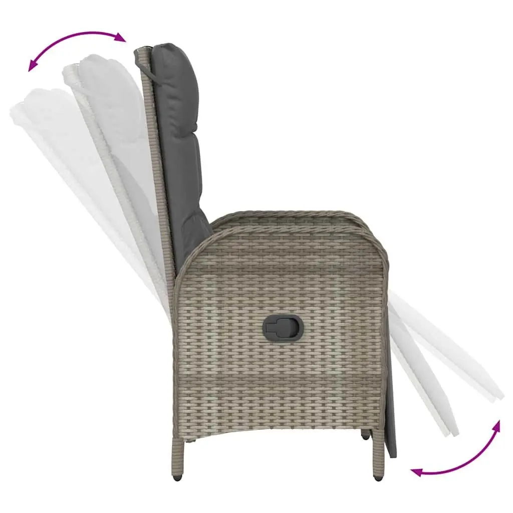 Garden Dining Set 7 Pieces Grey Poly Rattan Outdoor Furniture with Cushions