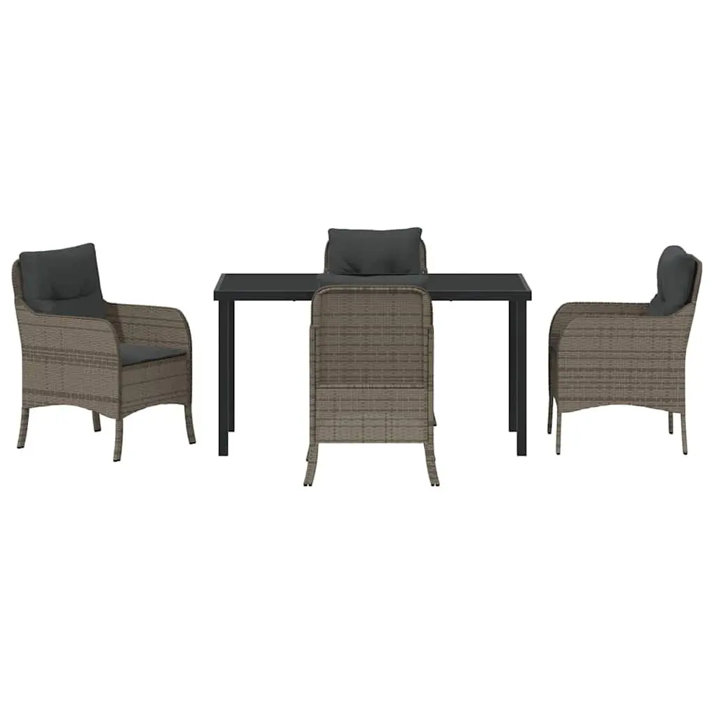 Garden Dining Set 5 Piece Poly Rattan Outdoor Furniture Grey with Cushions